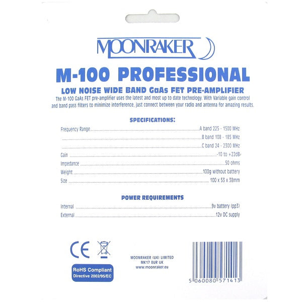 Moonraker M-100 Pre-amplifier spesifikasjoner