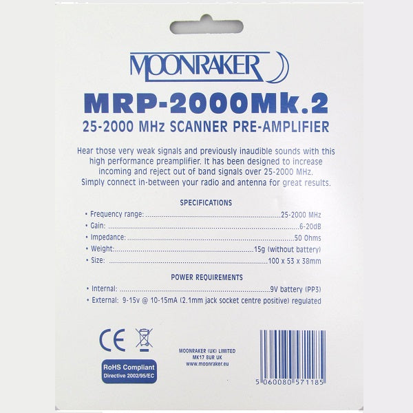Moonraker MRP-2000 MK2 spesifikasjoner