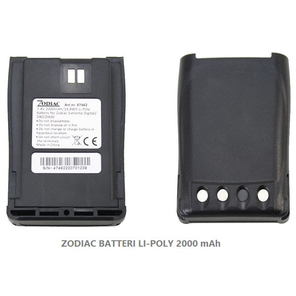 Zodiac batteri 2000mAh til D80/D400/D300/Extreme Digital